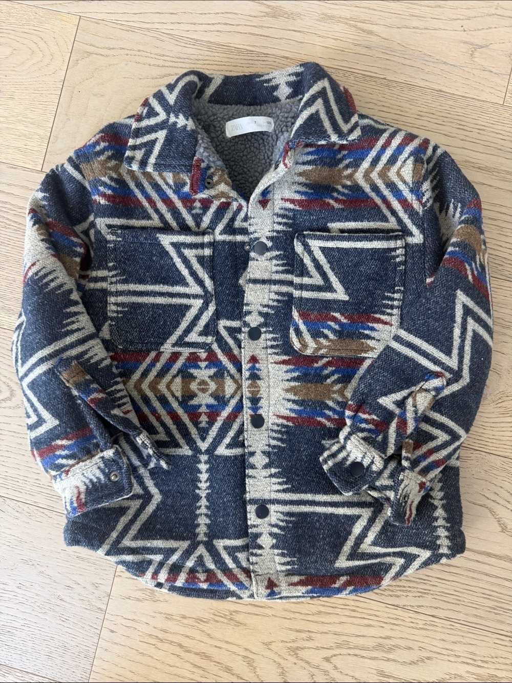 Zara Kids Navy Sherpa-Lined Jacket 7